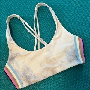 Spiritual Gangster - White Marble Sports Bra - Size Small